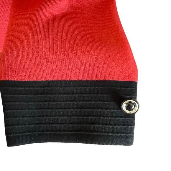 Exclusively Misook Woman Red Black Trim Knit Cardigan Sz 1X Zipper Front - Picture 6 of 10